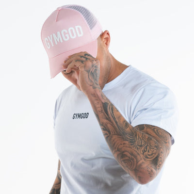 0007. Lightweight Vented Training Cap - Pink x Large White Logo